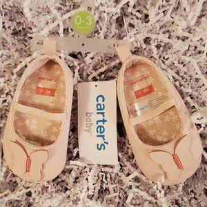 Pink leather butterfly Mary Janes (3-6 month)